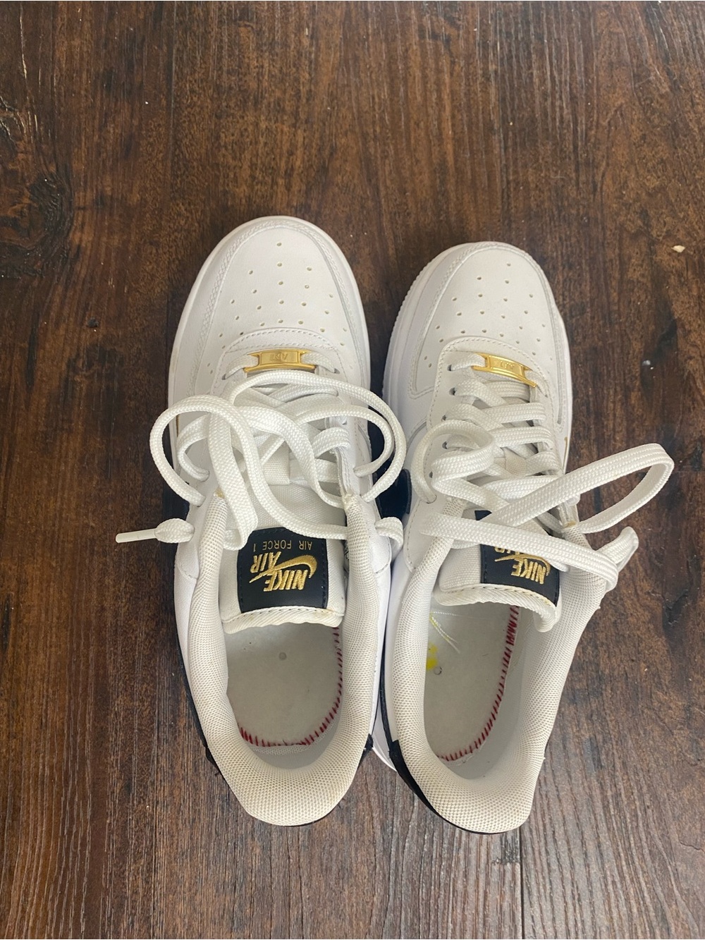 Nike White Sneakers with Navy and Red Stitching